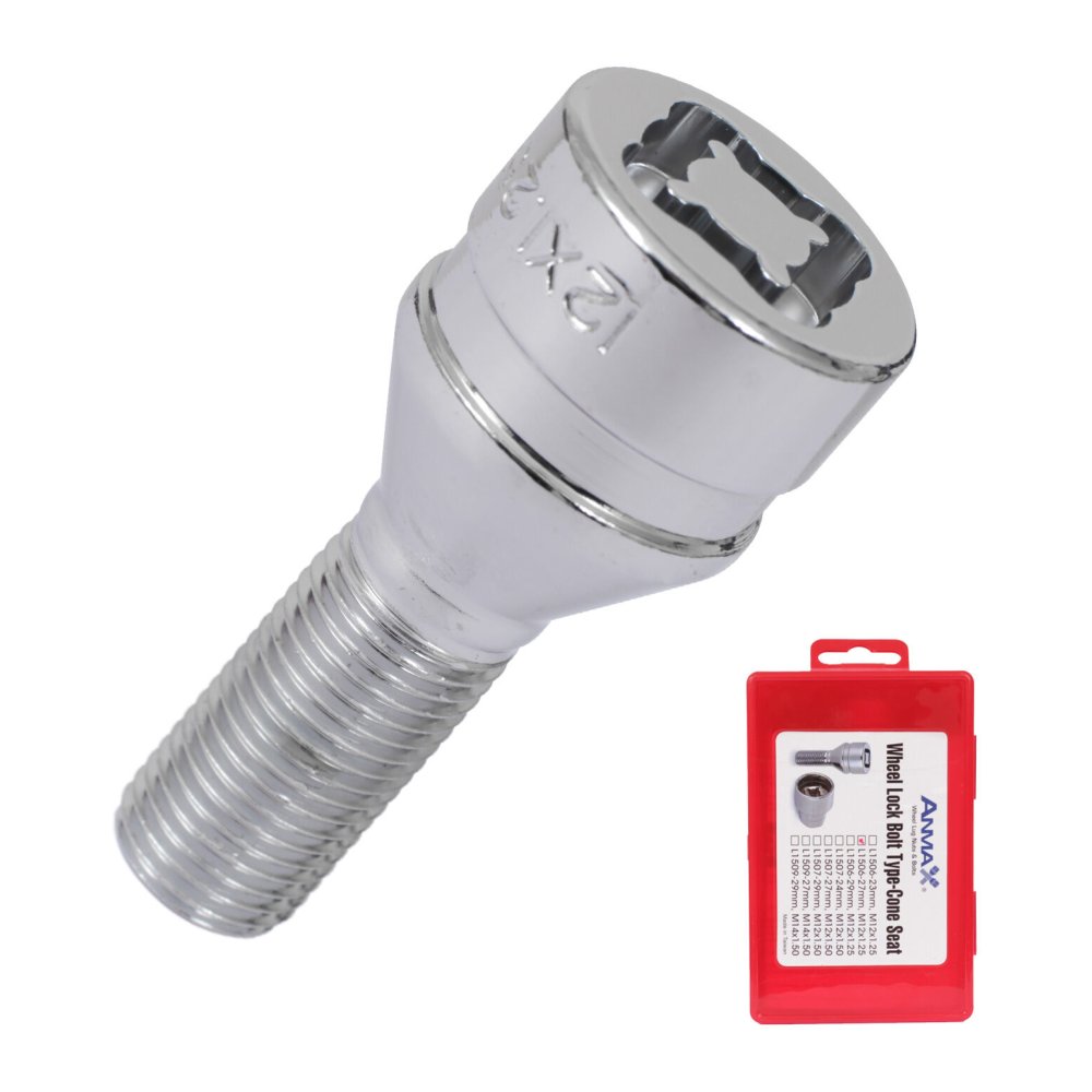 Anmax Болт секретный Anmax 12х1,25х52/27 4+2 17/19 конус хром L1506-27