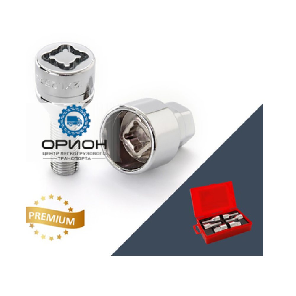 Болт секретный М12x1,25 (52/27) Конус цинк 4+1 ключ, UB325 BC