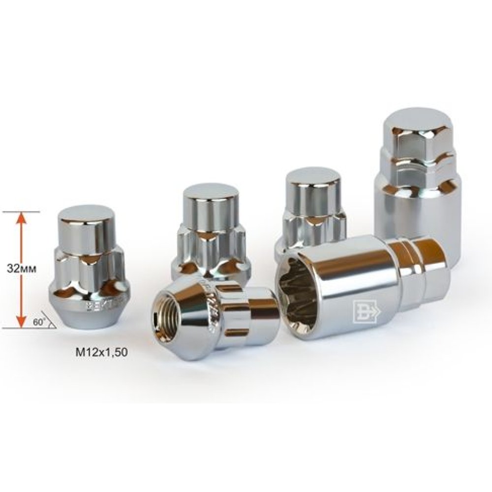 Вектор гайка 12х1,50 L32 конус закрытая, колпачок, 2 ключа 19/21, Cr, комплект [416445H2]